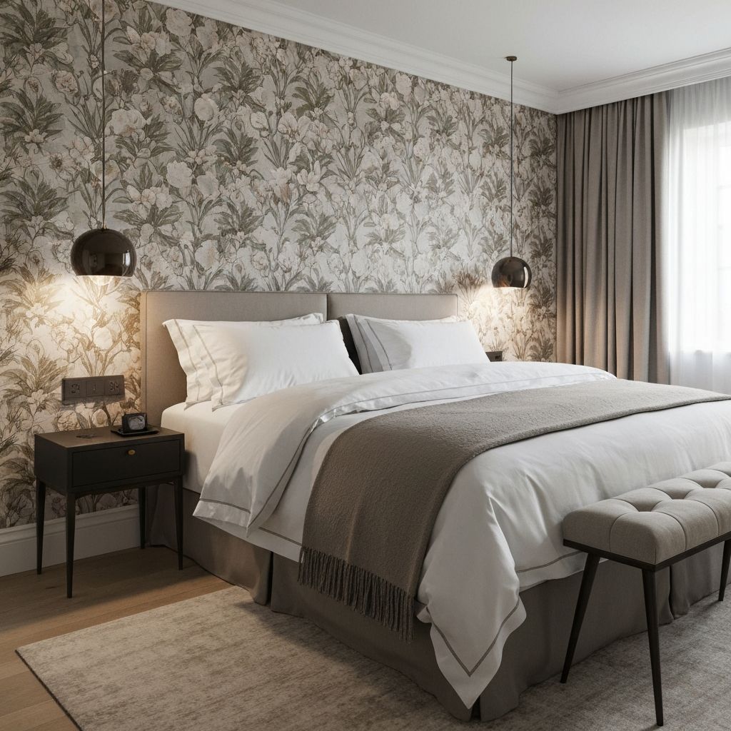 Tapet floral elegant în dormitor Cluj-Napoca - tapet decorativ România